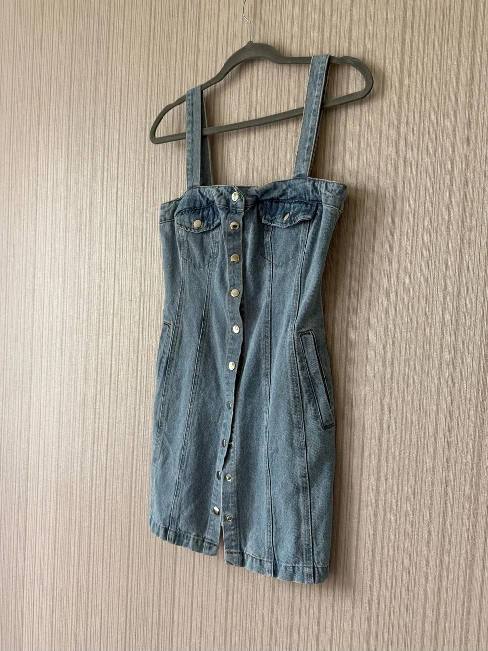 BDG Light Blue Denim Button-Front Dress - Picture 2 of 5